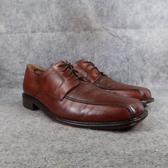 Bostonian Shoes Mens 11 Oxford Derby Dress Bike Toe Leather Brown Classic Formal - Picture 1 of 14